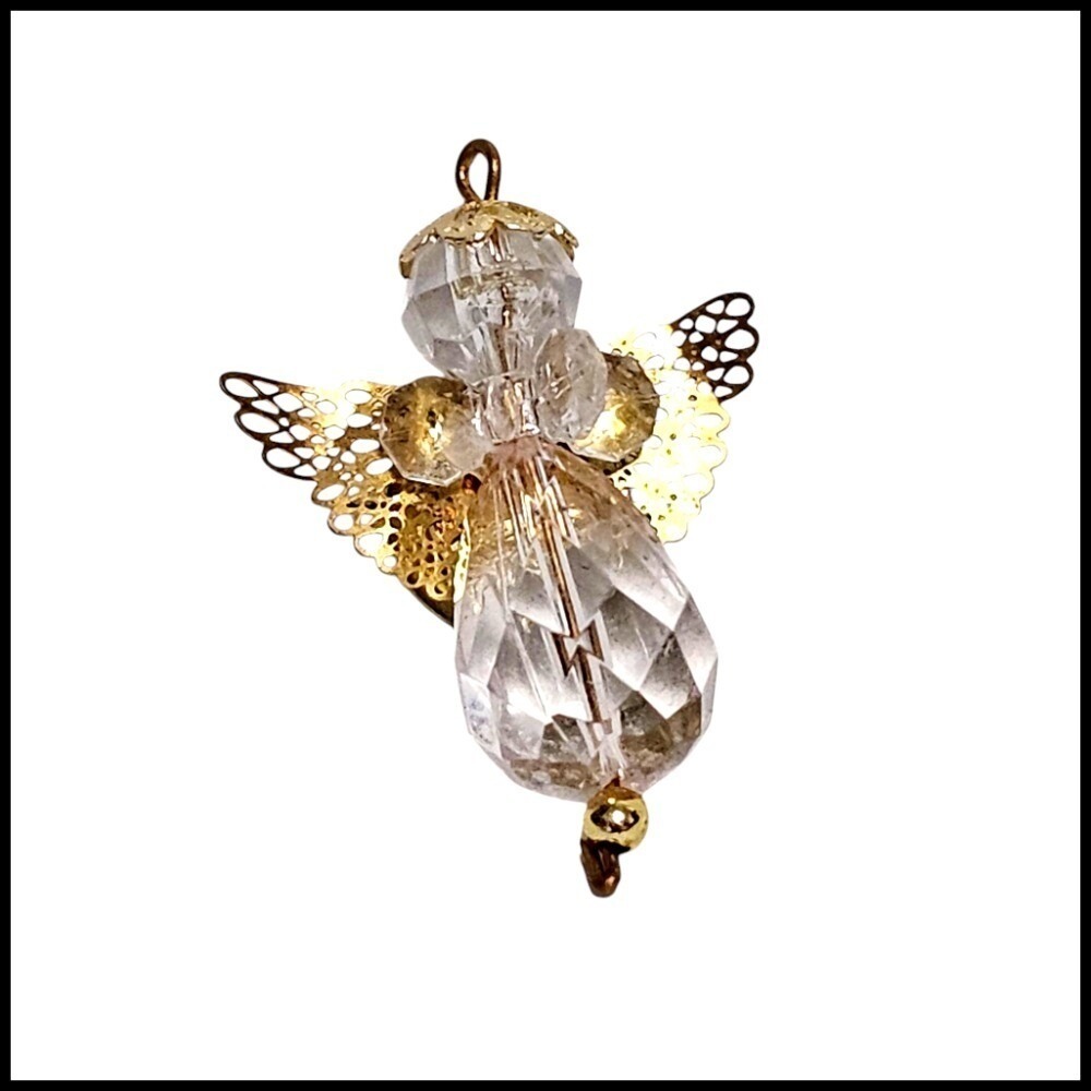 Angel‎ Pin Brooch Plastic Gold Tone Holiday Christmas Religious Gift